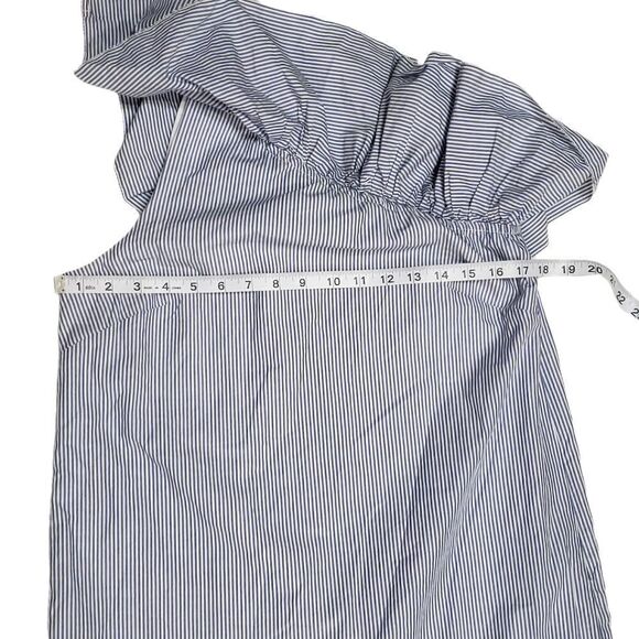 Abercrombie Pinstripe One Shoulder Ruffle Shift Dress MEDIUM - Picture 10 of 14